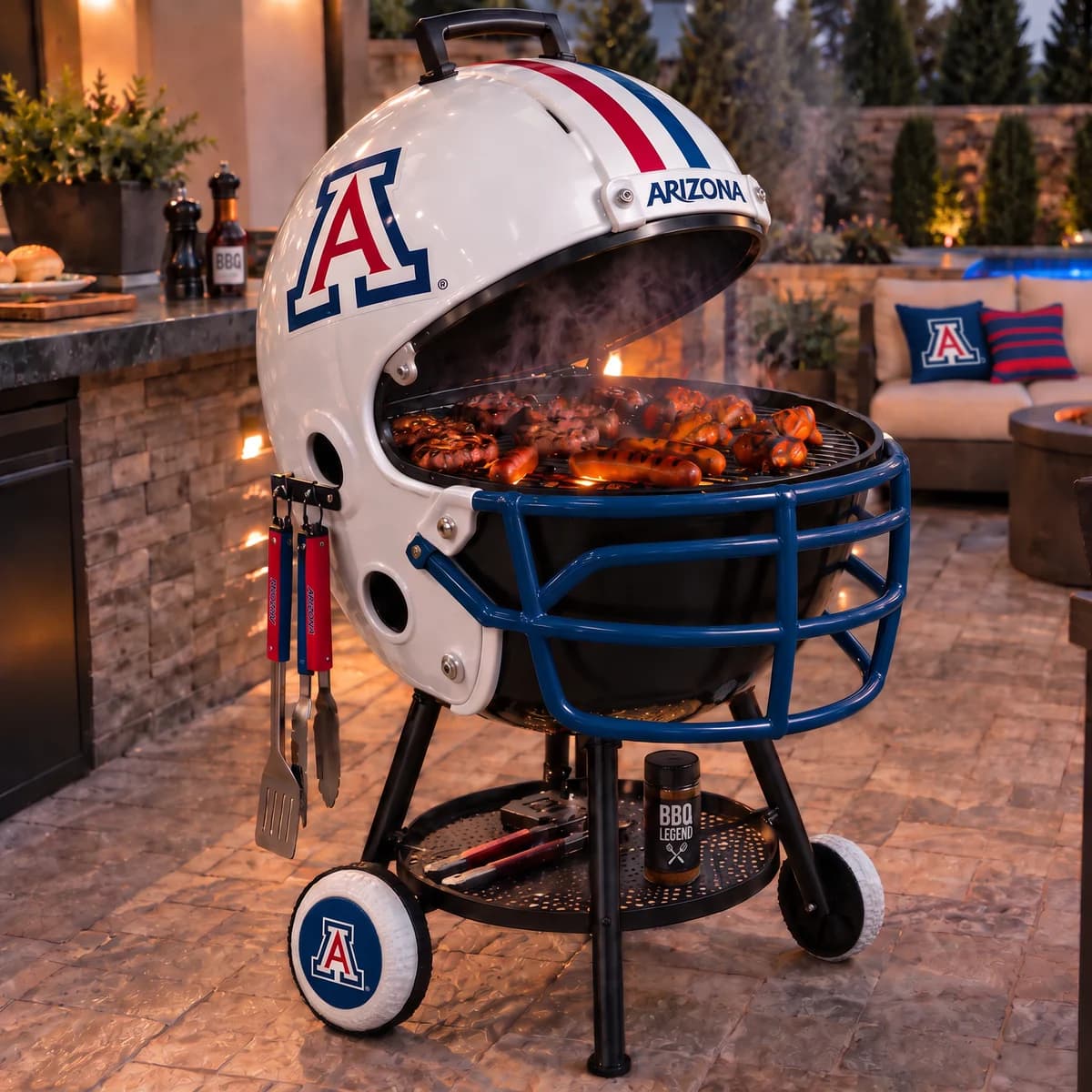 AI-generated product illustration: Arizona Wildcats helmet-shaped grill
